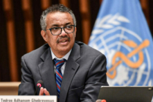 Tổng Giám đốc Tổ chức Y tế Thế giới Tedros Adhanom Ghebreyesus tham dự cuộc họp báo tại trụ sở WHO ở Geneva, vào ngày 03/07/2020. (Ảnh: Fabrice Coffrini/Pool/AFP qua Getty Images)