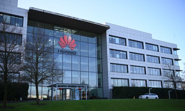 Văn phòng chính của Huawei tại Vương quốc Anh, ảnh chụp ngày 28 tháng 1 năm 2020. (Ảnh Daniel Leal-Olivas / AFP qua Getty Images)