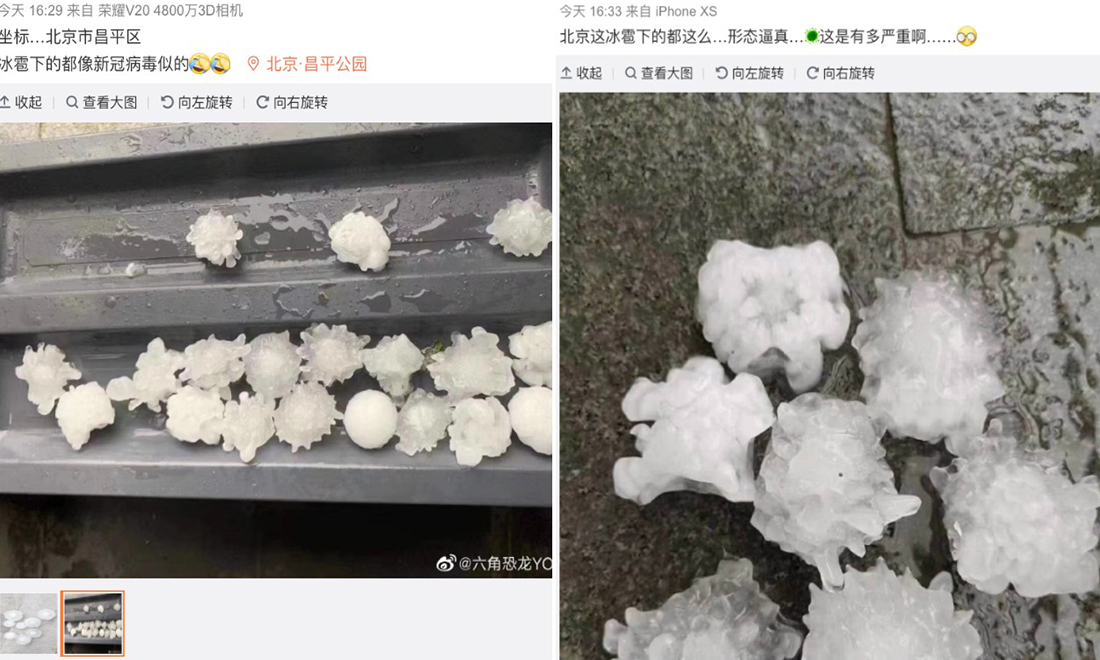 Điềm báo về nguồn gốc dịch? Bắc Kinh rơi mưa đá hình rất giống virus Corona