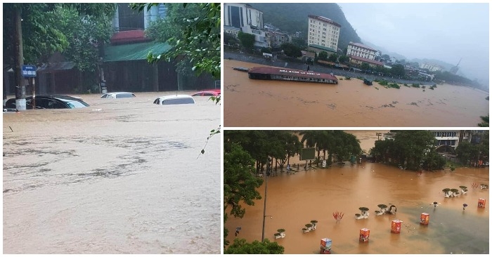 Cảnh mưa lũ ngập lụt ở Hà Giang ngày 21/7. (Nguồn: Facebook Người Hà giang/ qua ntdvn)