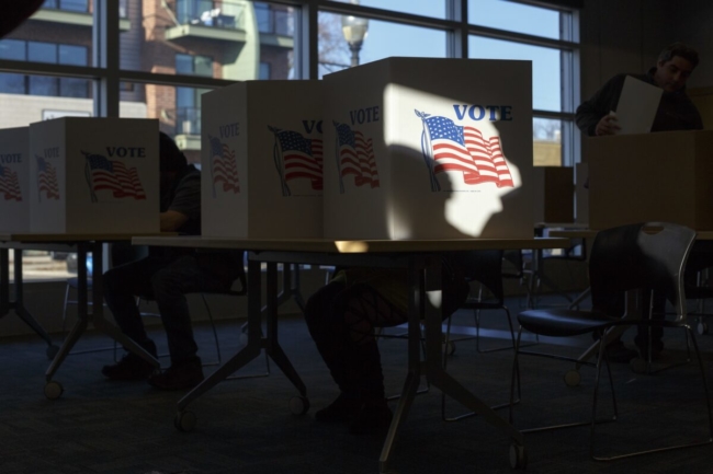 <em>Các cử tri bỏ phiếu tại Thư viện Công cộng Ferndale ở Ferndale, Michigan, vào ngày 4/8/2020. (Ảnh: Elaine Cromie / Getty Images)</em>