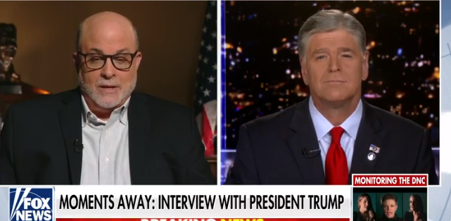 Ông Mark Levin (bên trái) - tác giả, luật sư và người dẫn chương trình nổi tiếng  và Ông Sean Hannity - người dẫn chương trình của Fox News. (Ảnh chụp màn hình video foxnews)