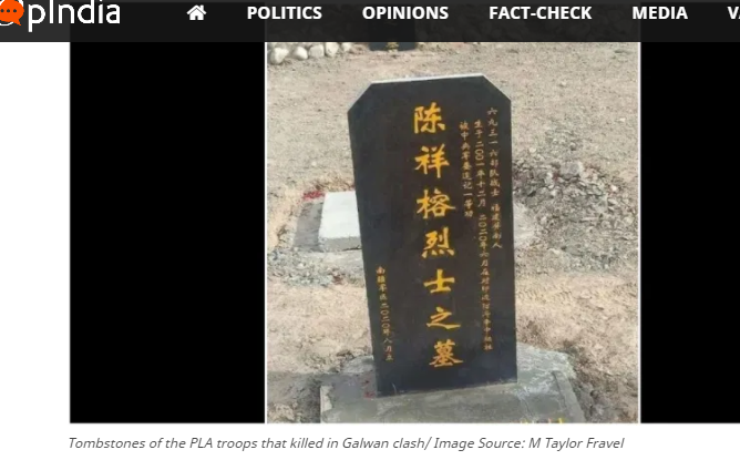 Hình ảnh ngôi mộ của một người lính PLA. (Ảnh chụp màn hình opindia.com)