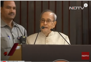 Ông Pranab Mukherjee, cựu Tổng thống Ấn Độ. (Ảnh chụp màn hình video)