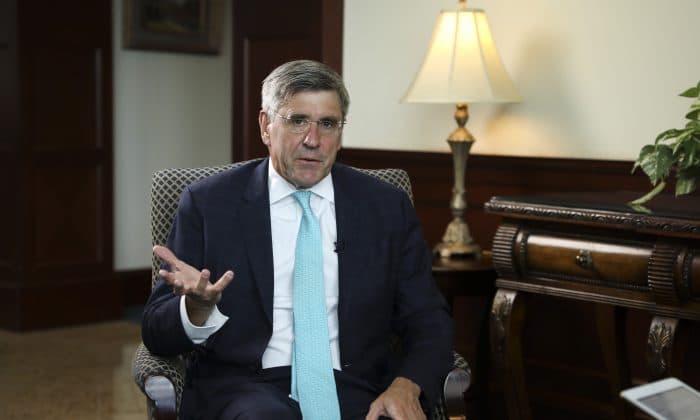 Stephen Moore, khách mời đặc biệt cho Dự án Tăng trưởng Kinh tế tại Quỹ Di sản ở Washington, vào ngày 14/5/2019. (Ảnh Samira Bouaou/ The Epoch Times)