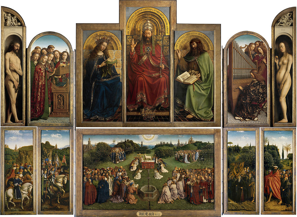 Toàn bộ bức đa liên họa Ghent Altarpiece (khoảng 1425 đến 1432) của anh em nhà Van Eyck. (Ảnh wikimedia)