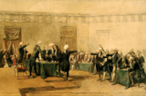 Quốc hội Lục địa khóa 2 ký bản Tuyên ngôn Độc lập - Tranh sơn dầu năm 1783. (Ảnh Miền Công cộng)