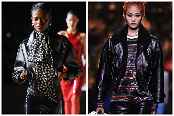 Saint Laurent (trái) và Louis Vuitton (phải) tại Tuần lễ thời trang Paris 2020.  (Getty Images / Tổng hợp Epoch Times)