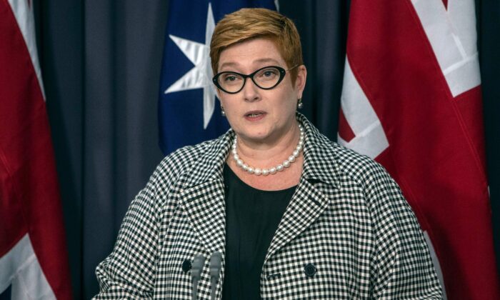 Bộ trưởng Ngoại giao Úc Marise Payne ở Canberra, Úc vào ngày 6/2/2020. (Ảnh Andrew Taylor / AFP / Getty Images)