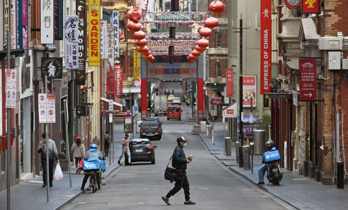 Khu phố Tàu ở thành phố Melbourne hôm 13/8/2020. (Ảnh William West / AFP qua Getty Images)