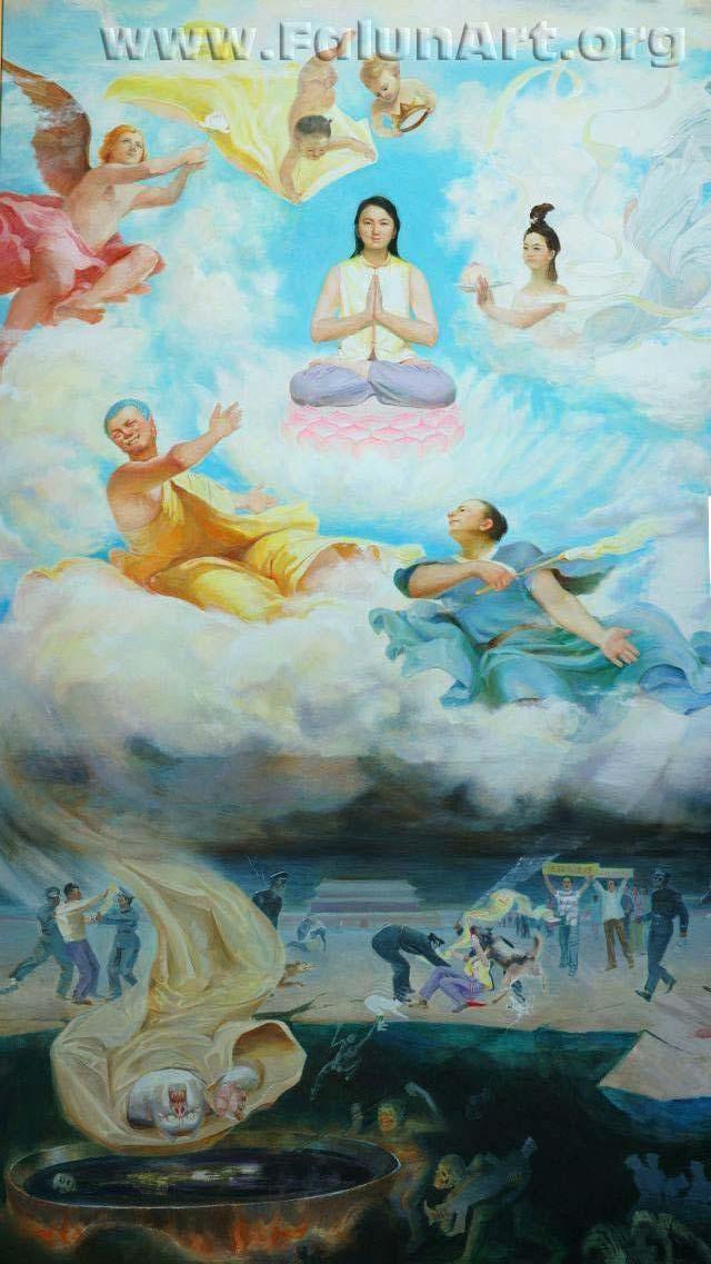 Tác phẩm Định Vị Trí, Trương Côn Luân, tranh sơn dầu, 170x297cm, năm 2004 (Ảnh zhengjian)