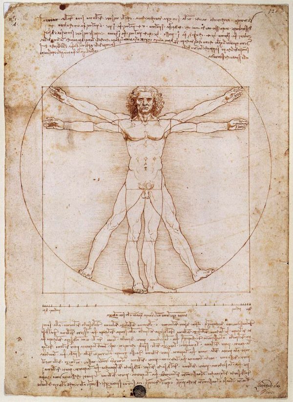 Bức vẽ “Người Vitruvian” của Leonardo da Vinci. (Ảnh Miền Công cộng)