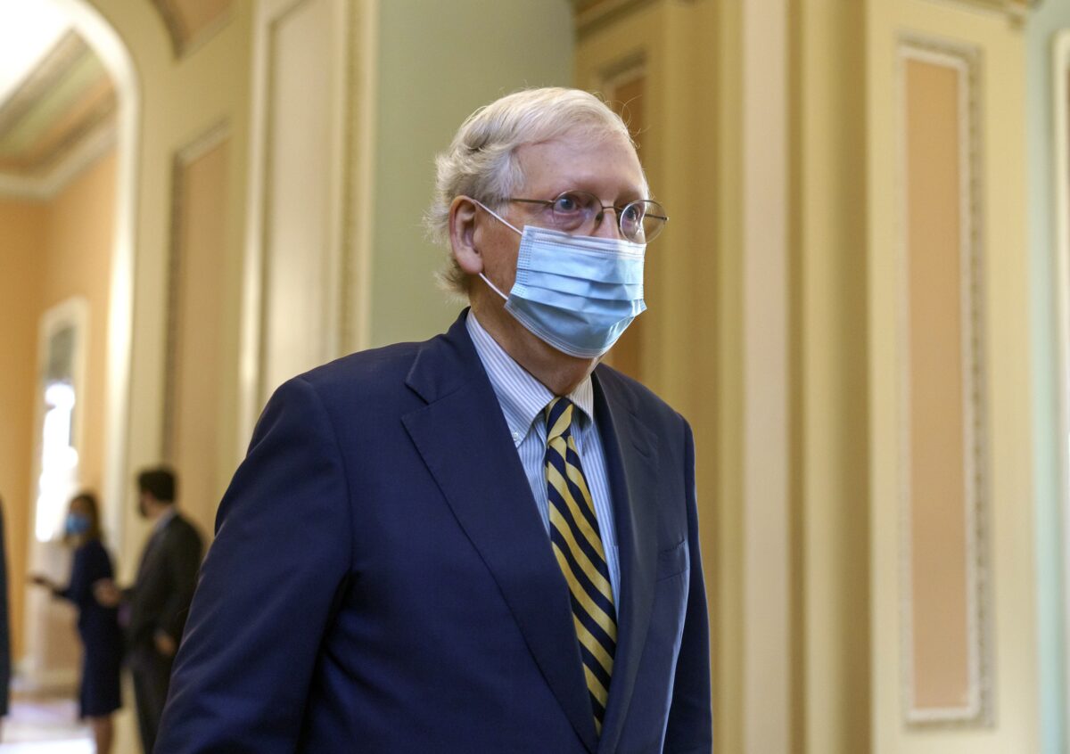 Lãnh đạo Đa số Thượng viện Mitch McConnell (Cộng Hòa-Kentucky) tại Tòa nhà Quốc hội ở Washington hôm 21/9/2020. (J. Scott Applewhite/AP Photo)