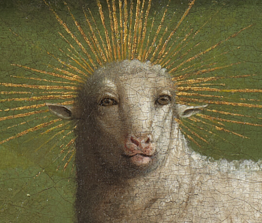 Chi tiết mô tả con chiên trong quá trình chỉnh sửa cuối cùng. (Ảnh KIK-IRPA / Lukasweb.be-Art in Flanders vzw)