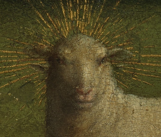 Chi tiết mô tả con chiên trước khi được phục chế. (Ảnh KIK-IRPA / Lukasweb.be-Art in Flanders vzw)