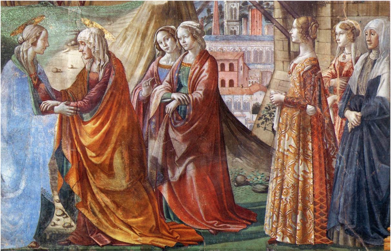 Visitation - Cận cảnh gia tộc Tornabuoni - Tranh vẽ trên tường (Fresco) - wiki