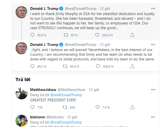 twitter của Tổng thống Donal Trump