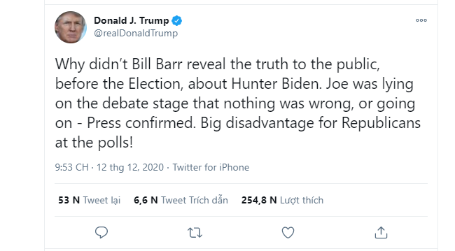 TT Trump và William Barr 