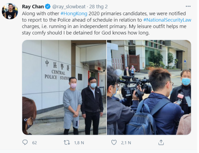 nhà bất đồng chính kiến Hồng Kông bị buộc tội