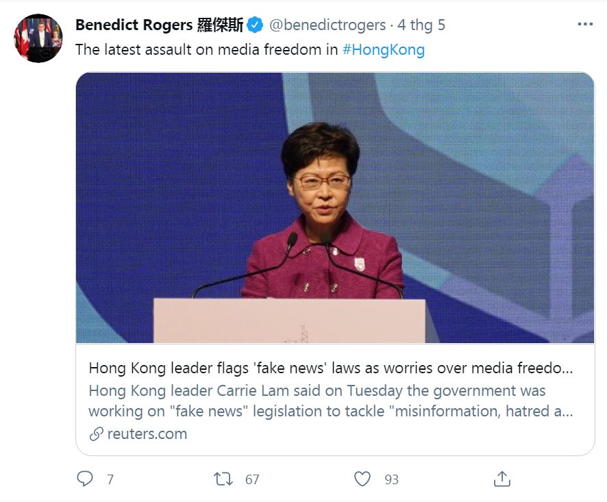 Hồng Kông giới thiệu luật Tin tức giả