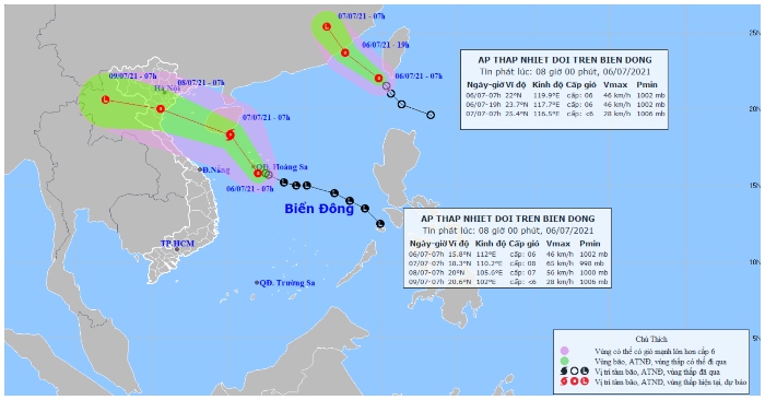 2 áp thấp nhiệt đới cùng hoạt động trên Biển Đông, khả năng mạnh lên thành bão vào Việt Nam và Trung Quốc