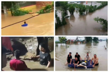 Nước lũ ở thành phố Tân Hương, tỉnh Hà Nam dâng cao đến thắt lưng chỉ trong một đêm