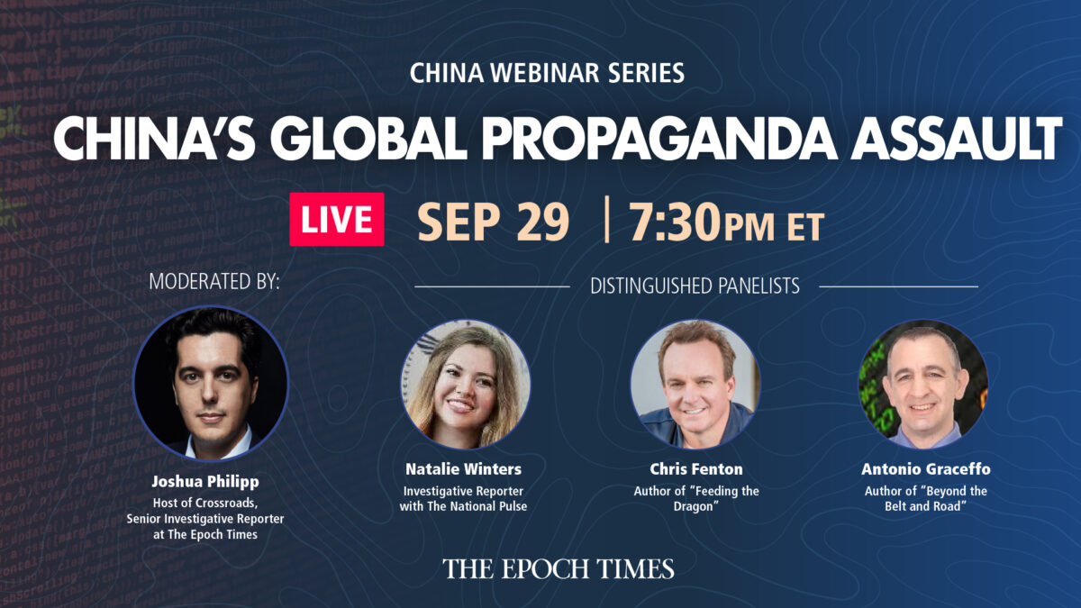 Hội thảo trên web vào ngày 29/09 sắp tới: Cuộc chiến thông tin của Trung Quốc nhằm lật đổ Hoa Kỳ