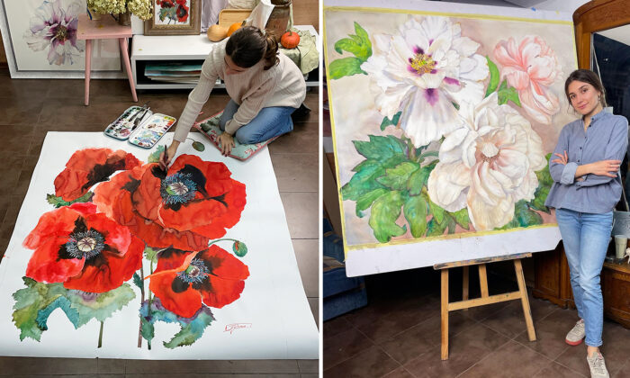 Những đóa hoa to bản rực rỡ trong tranh của họa sĩ người Ukraine