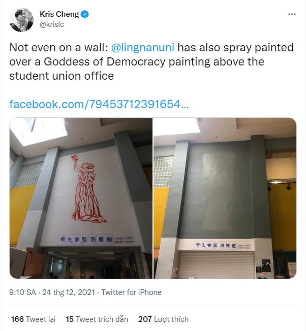 Các trường đại học Hồng Kông dỡ bỏ các đài tưởng niệm Thiên An Môn