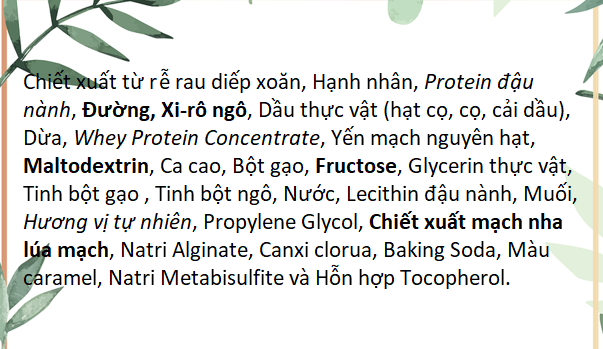 bột ngọt và đường trên nhãn thực phẩm