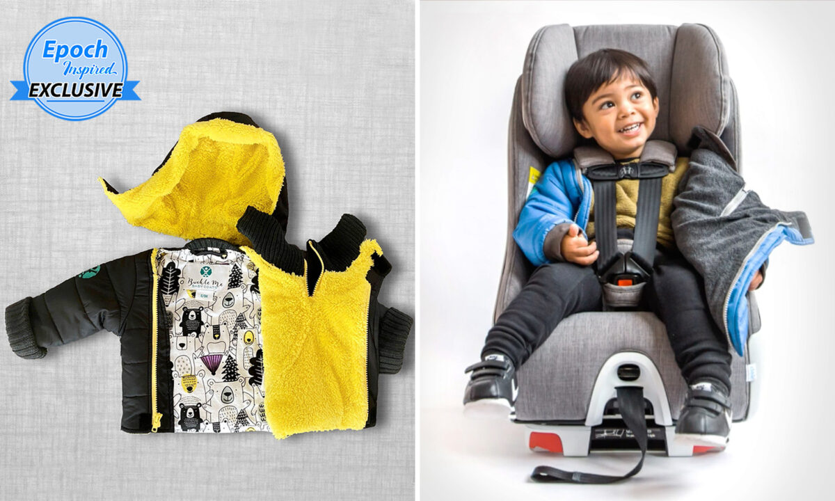 Bà mẹ ba con sáng chế áo khoác mùa đông giúp trẻ em an toàn trong ghế ngồi xe hơi