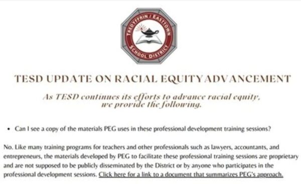 Pennsylvania: Cha mẹ tìm thấy tài liệu đào tạo về thuyết chủng tộc trọng yếu tại trường học phủ nhận dạy CRT