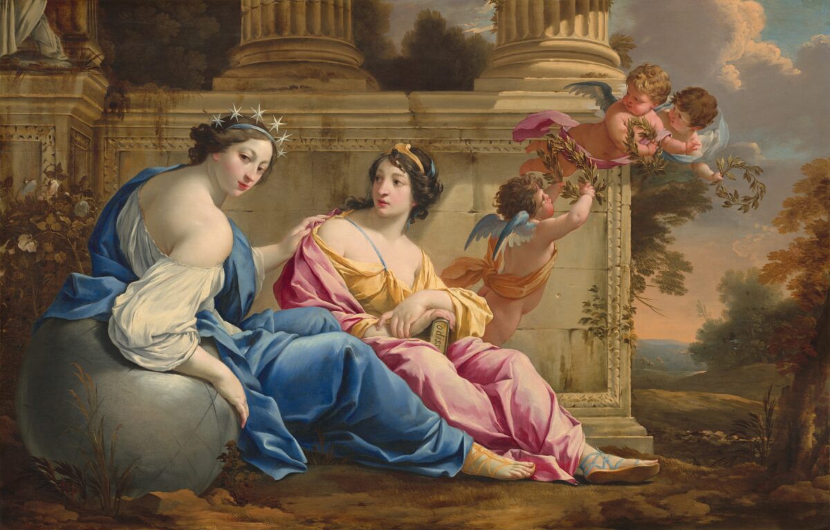 Tôn vinh thi ca từ Thiên Đường: “Nàng thơ Urania và Calliope” của họa sĩ Simon Vouet