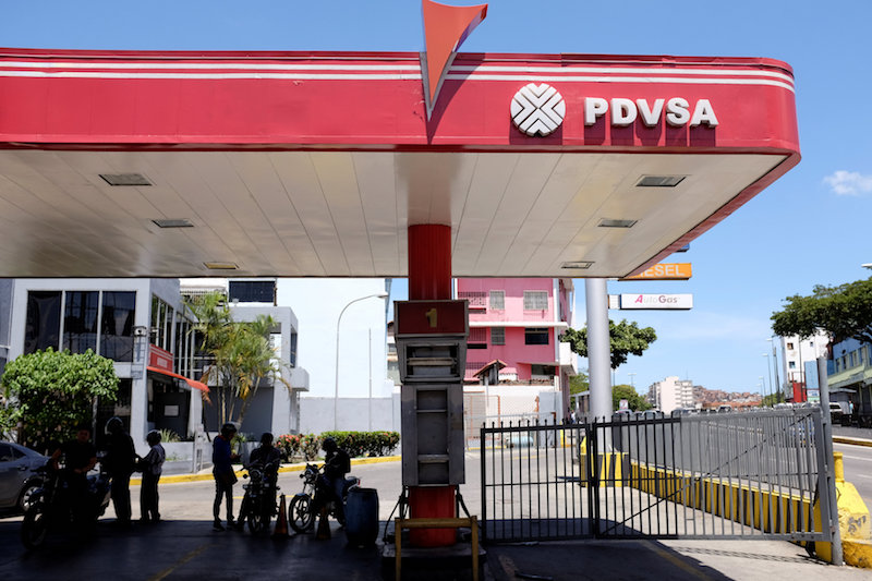 Quang cảnh một trạm xăng của công ty dầu mỏ nhà nước Venezuela PDVSA ở Caracas, Venezuela, hôm 20/08/2018. (Ảnh: Marco Bello/Reuters)