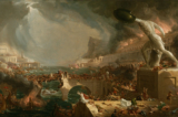 Như các học giả đã nghiên cứu về sự suy tàn của Đế chế La Mã, ông Thomas Cole trích dẫn lý do mà các tác giả đưa ra dẫn đến sự suy tàn của phương Tây. “Lộ trình của Đế chế: Sự hủy diệt” 11836, Thomas Cole. Hiệp hội lịch sử New-York (Ảnh: Tài sản công)