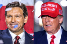 (Từ trái sang phải) Thống đốc tiểu bang Florida Ron DeSantis và Cựu Tổng thống Donald Trump. (Ảnh: Giorgio Viera/Angela Weiss/Getty Images)