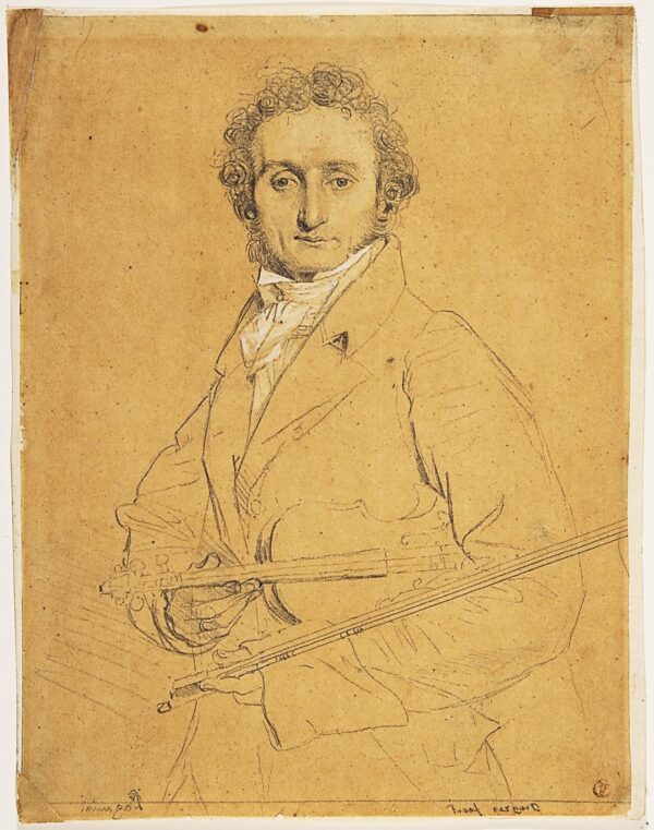 Một bức chân dung của nhà soạn nhạc kiêm nghệ sĩ vĩ cầm Niccolò Paganini, khoảng năm 1830, bởi Jean Auguste Dominique Ingres. Bảo tàng nghệ thuật đô thị. (Ảnh: Tài sản công)