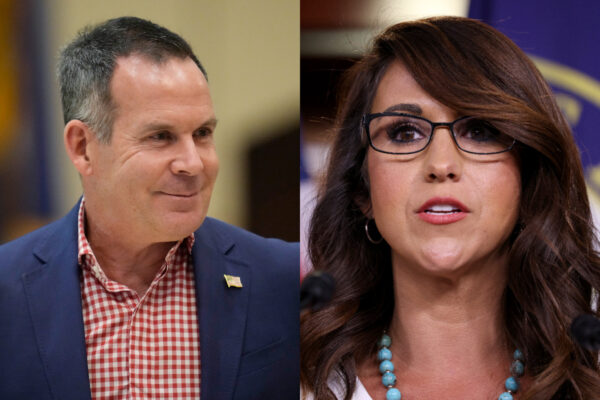 Ứng cử viên quốc hội của Đảng Dân Chủ Adam Frisch, (trái), và Dân biểu Lauren Boebert (Cộng Hòa-Colorado). (Ảnh: Getty Images)