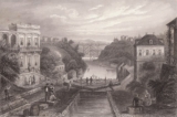 Bản gốc tranh thạch bản Kênh đào Erie ở thành phố Lockport, New York, vào khoảng năm 1855. (Ảnh: Tài sản công)