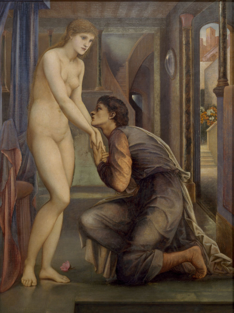 Sự mến mộ của chàng Pygmalion dành cho nàng Galatea đại diện cho sự trân trọng và lòng yêu quý của chúng ta dành cho những điều thiêng liêng. Tác phẩm “Pygmalion và Bức Tượng – Tâm Hồn Thăng Hoa,” năm 1878, do Sir Edward Burne-Jones thực hiện. Bảo Tàng Ủy Thác Birmingham. (Ảnh: Tài sản công)