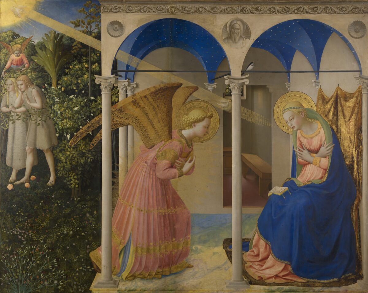 Bức tranh “Thiên sứ truyền tin” (từ năm 1430 đến năm 1432) của họa sĩ Fra Angelico tại Bảo tàng Prado. (Ảnh: Tài sản công)