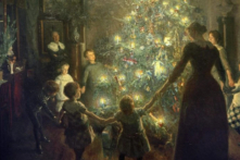 Bức tranh “Giáng sinh Vui vẻ - Merry Christmas” của họa sĩ Viggo Johansen, vẽ năm 1891. (Kartinysistoriey.Ru / Tài sản công)