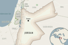 Một bản đồ định vị cho thấy vị trí của Jordan với thủ đô Amman của nước này. (Ảnh: AP Photo)