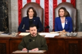 Tổng thống Ukraine Volodymyr Zelensky đọc diễn văn trước Quốc hội Hoa Kỳ tại Điện Capitol ở Hoa Thịnh Đốn hôm 21/12/2022. (Ảnh: Mandel Ngan/AFP qua Getty Images)