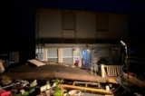Thiệt hại do động đất được nhìn thấy bên ngoài một tòa nhà ở Rio Dell, California, hôm 20/12/2022. (Ảnh: Kent Porter/The Press Democrat qua AP)