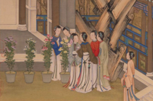 Một phần bức tranh "Nguyệt mạn thanh du đồ" của Trần Mai thời nhà Thanh. (Ảnh: Tài sản công)