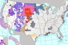 Nhiều quận ở một số tiểu bang đã đưa ra các cảnh báo bão tuyết và bão mùa đông khi một cơn bão mùa đông lớn tiếp tục di chuyển về phía đông trên khắp Hoa Kỳ hôm thứ Hai (12/12). (Ảnh: National Weather Service)