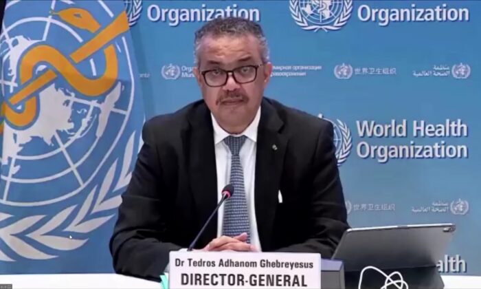 Ảnh chụp màn hình từ một video tĩnh cho thấy Tổng giám đốc WHO Tedros Adhanom Ghebreyesus trong một bức ảnh không đề ngày tháng. (Ảnh: Reuters/Ảnh chụp màn hình qua The Epoch Times)