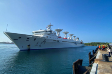 Tàu nghiên cứu và khảo sát Viễn Vọng 5 của Trung Quốc cập cảng Hambantota, Sri Lanka, hôm 16/08/2022. (Ảnh: Ishara S. Kodikara/AFP qua Getty Images)