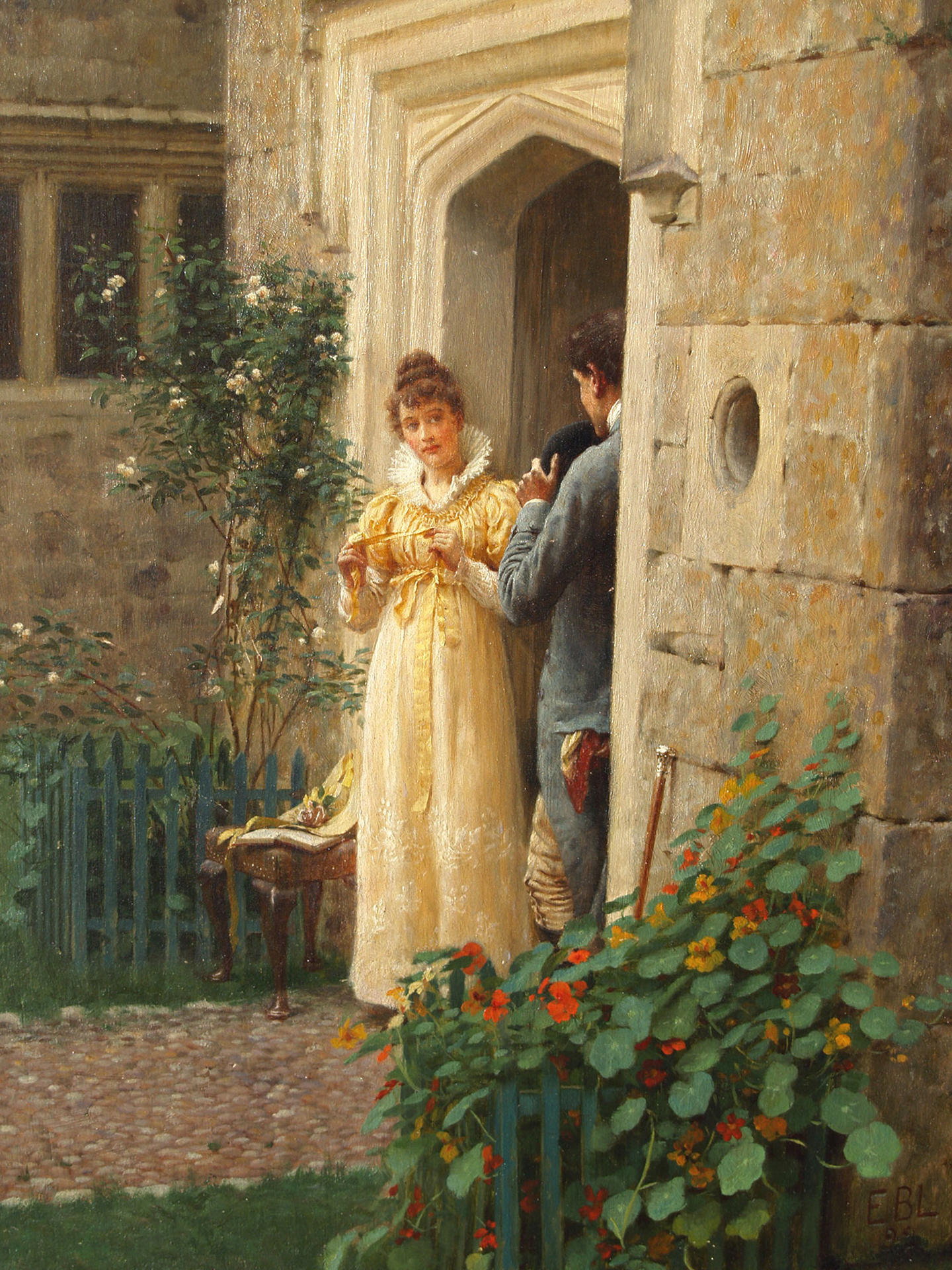 Tranh “The Request,” (tạm dịch: Lời thỉnh cầu) năm 1892, tác phẩm của họa sĩ Edmund Blair Leighton. Tranh sơn dầu trên vải canvas. Art Renewal Center. (Ảnh: Tài sản công)